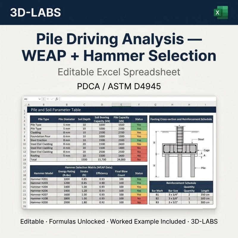 Pile Driving Analysis — WEAP + Hammer Selection