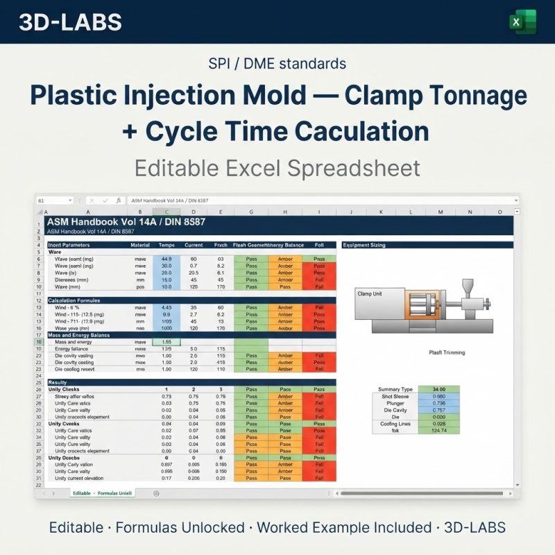 Plastic Injection Mold — Clamp Tonnage + Cycle Time