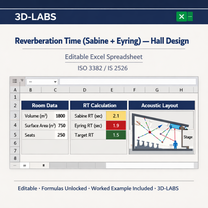 Reverberation Time (Sabine + Eyring) — Hall Design
