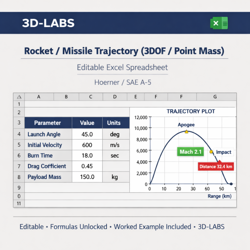 Rocket / Missile Trajectory (3DOF / Point Mass)