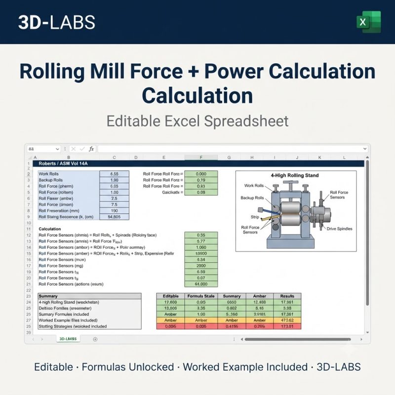 Rolling Mill Force + Power Calculation