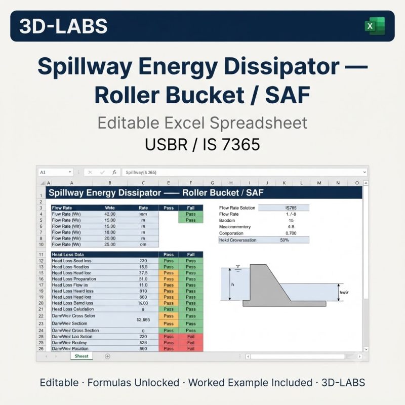 Spillway Energy Dissipator — Roller Bucket / SAF