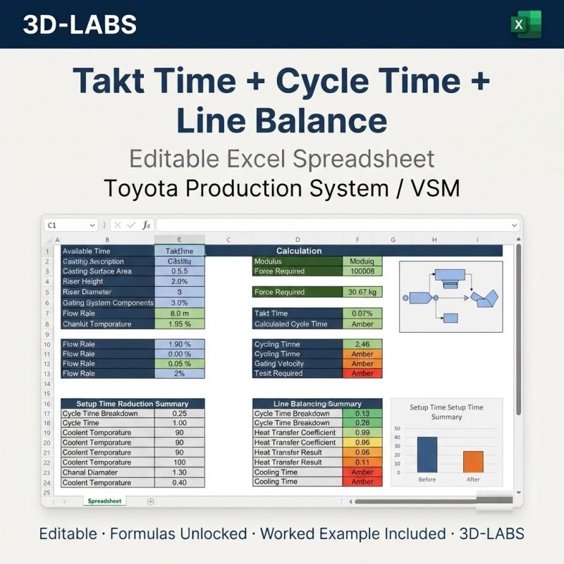 Takt Time + Cycle Time + Line Balance