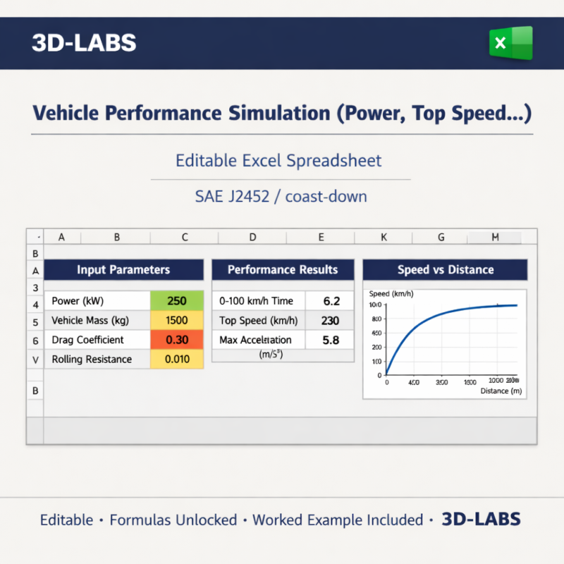 Vehicle Performance Simulation (Power, Top Speed, 0-100)