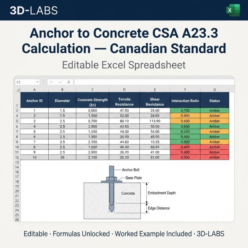 Anchor to Concrete CSA A23.3 Calculation β Canadian Concrete Anchorage Excel