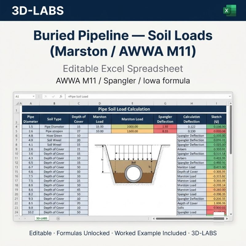 Buried Pipeline — Soil Loads (Marston / AWWA M11)