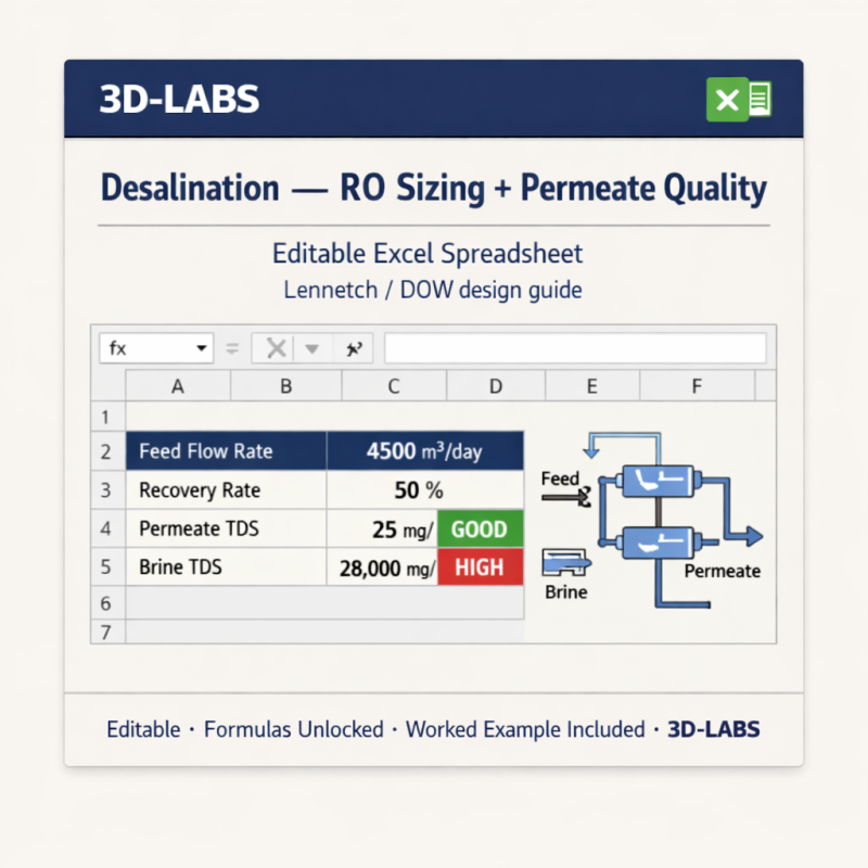 Desalination — RO Sizing + Permeate Quality