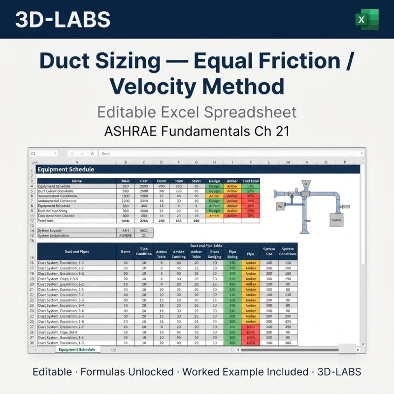 Duct Sizing — Equal Friction / Velocity Method