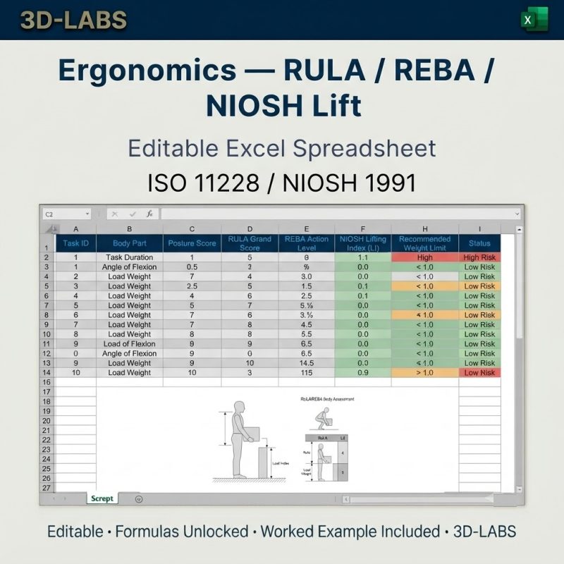 Ergonomics — RULA / REBA / NIOSH Lift