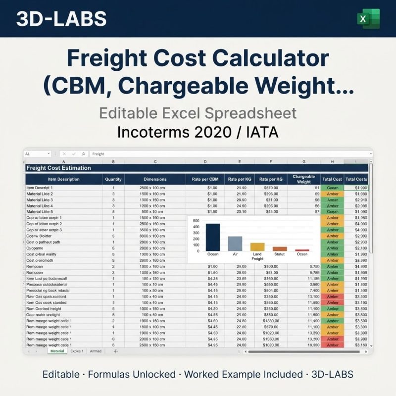 Freight Cost Calculator (CBM, Chargeable Weight, FOB/CIF)