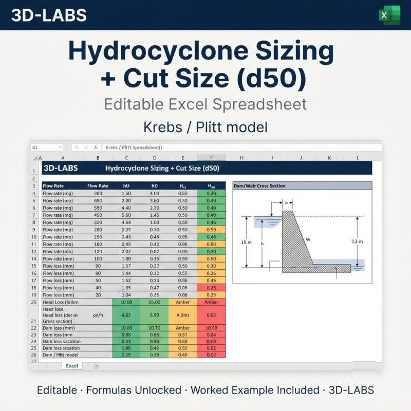Hydrocyclone Sizing + Cut Size (d50)