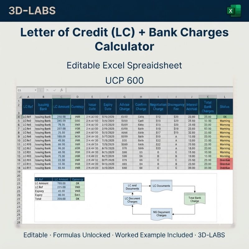 Letter of Credit (LC) + Bank Charges Calculator