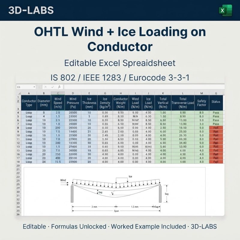 OHTL Wind + Ice Loading on Conductor