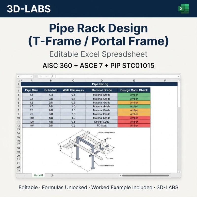 Pipe Rack Design (T-Frame / Portal Frame)