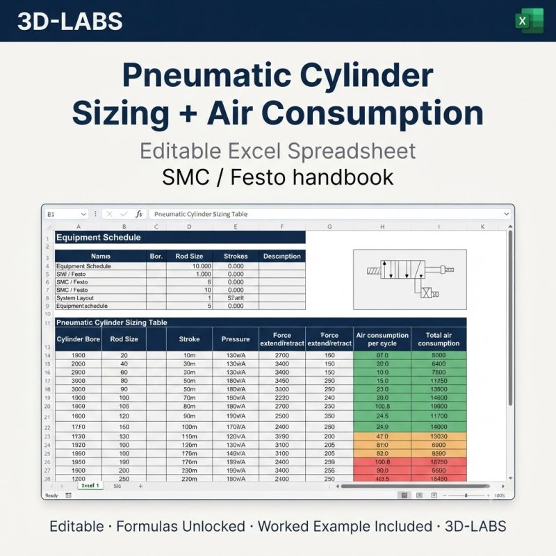 Pneumatic Cylinder Sizing + Air Consumption