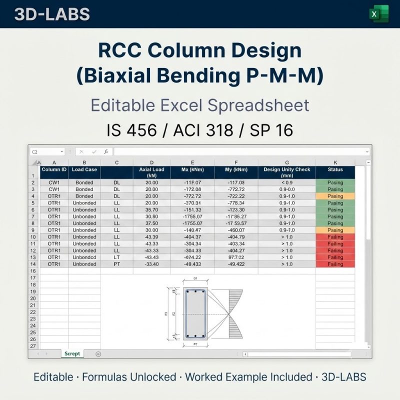 RCC Column Design (Biaxial Bending P-M-M)