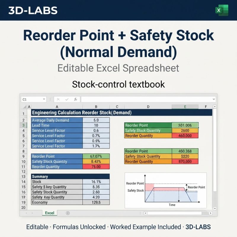 Reorder Point + Safety Stock (Normal Demand)