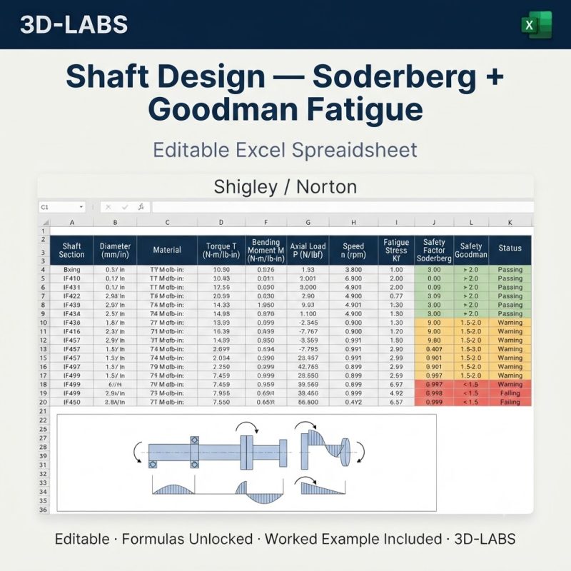 Shaft Design — Soderberg + Goodman Fatigue