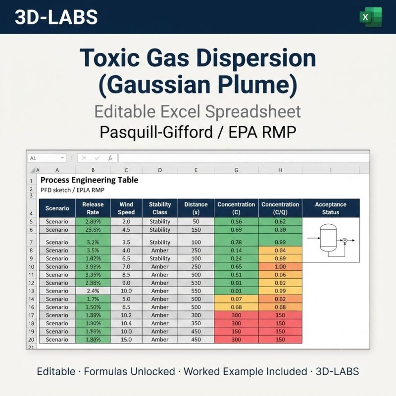 Toxic Gas Dispersion (Gaussian Plume)
