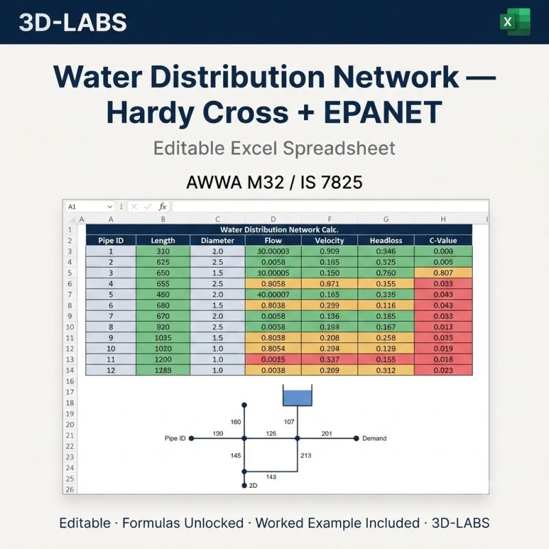 Water Distribution Network — Hardy Cross + EPANET-style