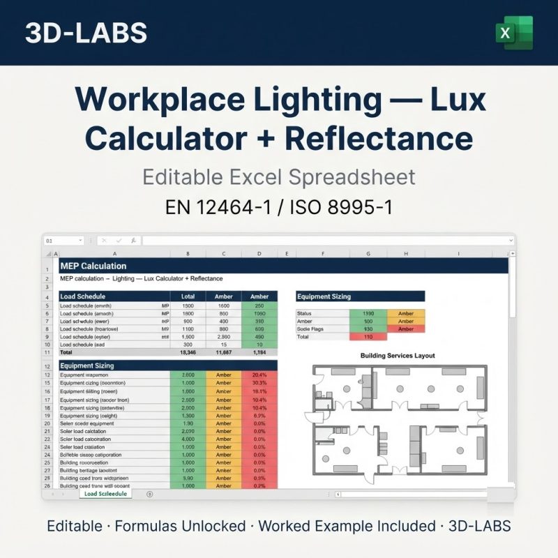 Workplace Lighting — Lux Calculator + Reflectance