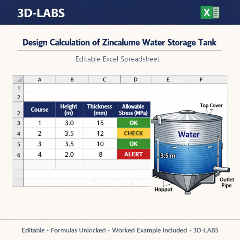 Design Calculation of Zincalume Water Storage Tank