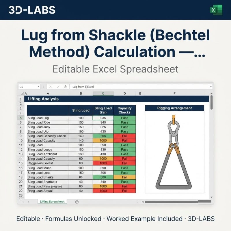 Lug from Shackle (Bechtel Method) Calculation — Lifting Lug Excel