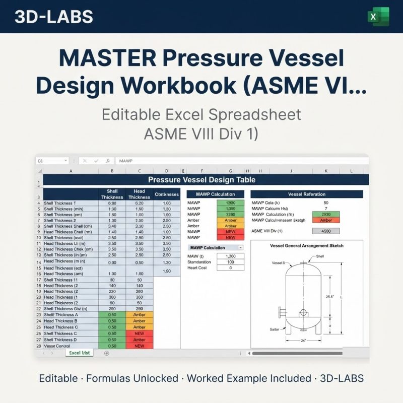 MASTER Pressure Vessel Design Workbook (ASME VIII Div 1) — Complete Excel