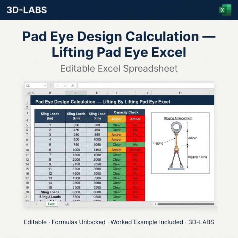 Pad Eye Design Calculation — Lifting Pad Eye Excel
