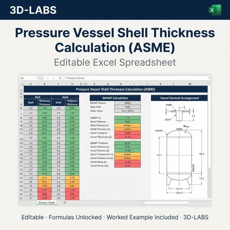 Pressure Vessel Shell Thickness Calculation (ASME)