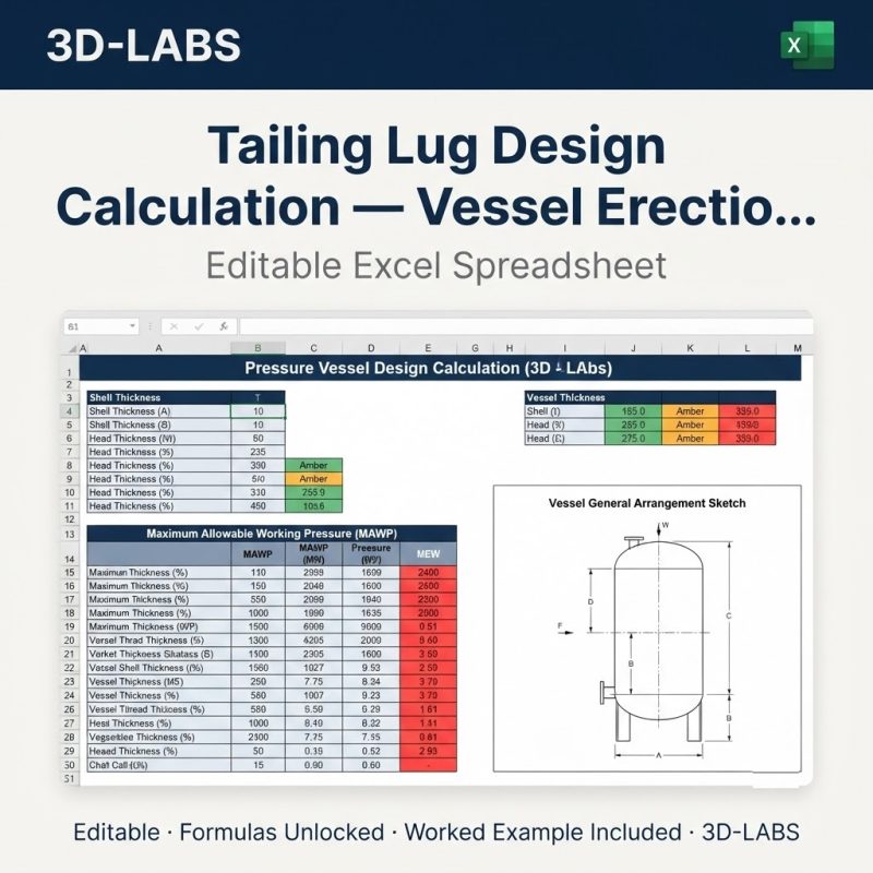 Tailing Lug Design Calculation — Vessel Erection Lug Excel