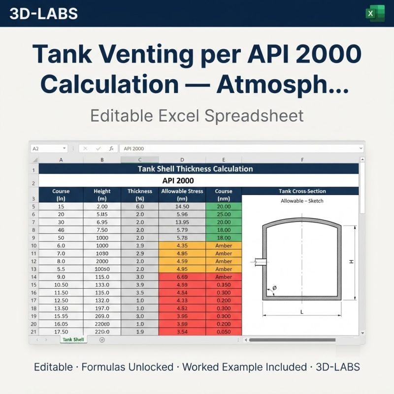 Tank Venting per API 2000 Calculation — Atmospheric Tank Vent Sizing Excel