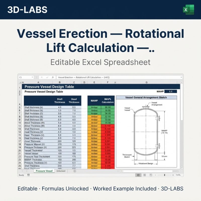 Vessel Erection — Rotational Lift Calculation — Tall Vessel Erection Excel