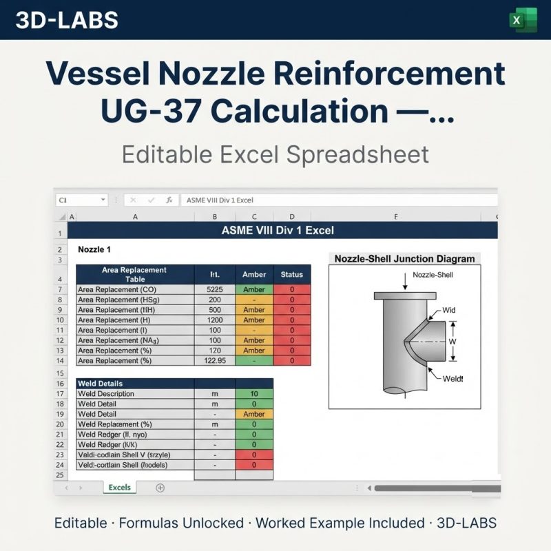 Vessel Nozzle Reinforcement UG-37 Calculation — ASME VIII Div 1 Excel