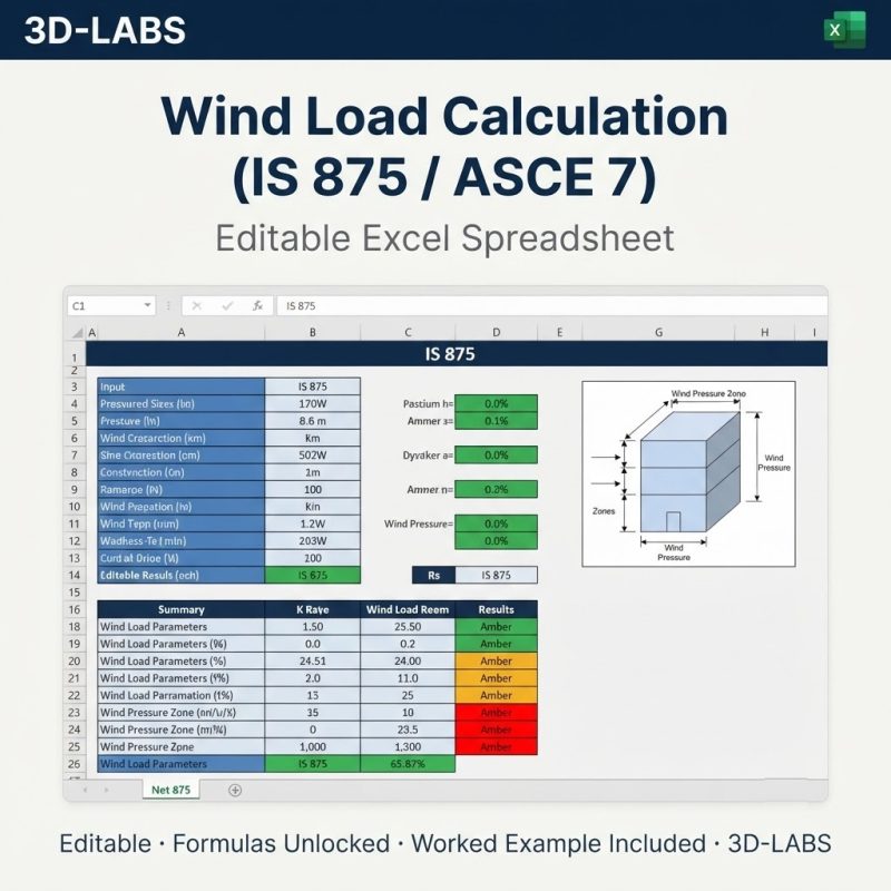 Wind Load Calculation (IS 875 / ASCE 7)