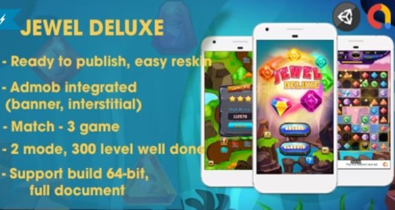 Jewel Deluxe - Unity Complete Project (Android + iOS + AdMob)