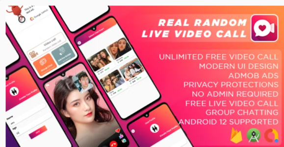 Real Live Random Video Call, Live Video Call Chat, Group Chat, 1 to 1 Video Call - Android app source code