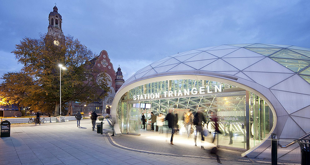 Citytunneln järnvägsstation Triangeln, vinnare av Kasper Salin-priset 2011. Ansvariga arkitekter: Sweco Architects och KHR arkitekter genom Lars Lindahl och designansvarig Nille Juul-Sørensen tillsammans med Lise Lind. Foto: Kasper Dudzik.