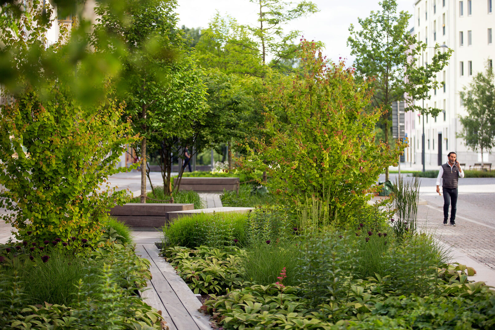 Jakt- och Lövängsgatan i Stockholm, vinnare av Landskapsarkitekturpriset 2019. Arkitekt: AJ landskap. Foto: Kasper Dudzik.