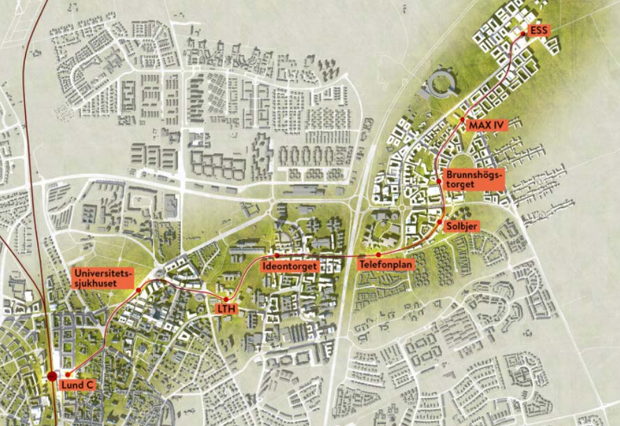 Spårvagen Lund C-ESS, Afry. Illustration: Lunds kommun.