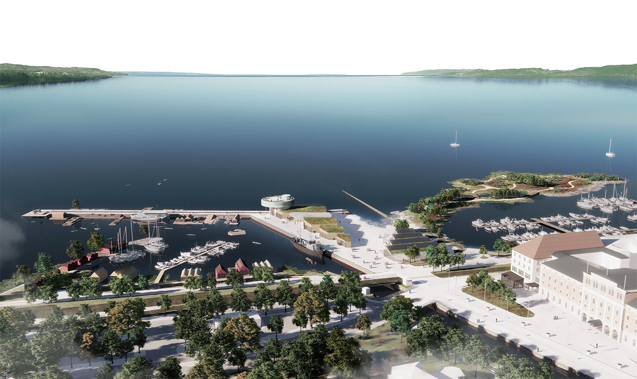 Förslaget En stad med utsikt. Arkitekt Krag Berglund, Think Softer Planning,
Petterson Arkitekter, Kristina Matousch,
Marint Kunskapscenter.