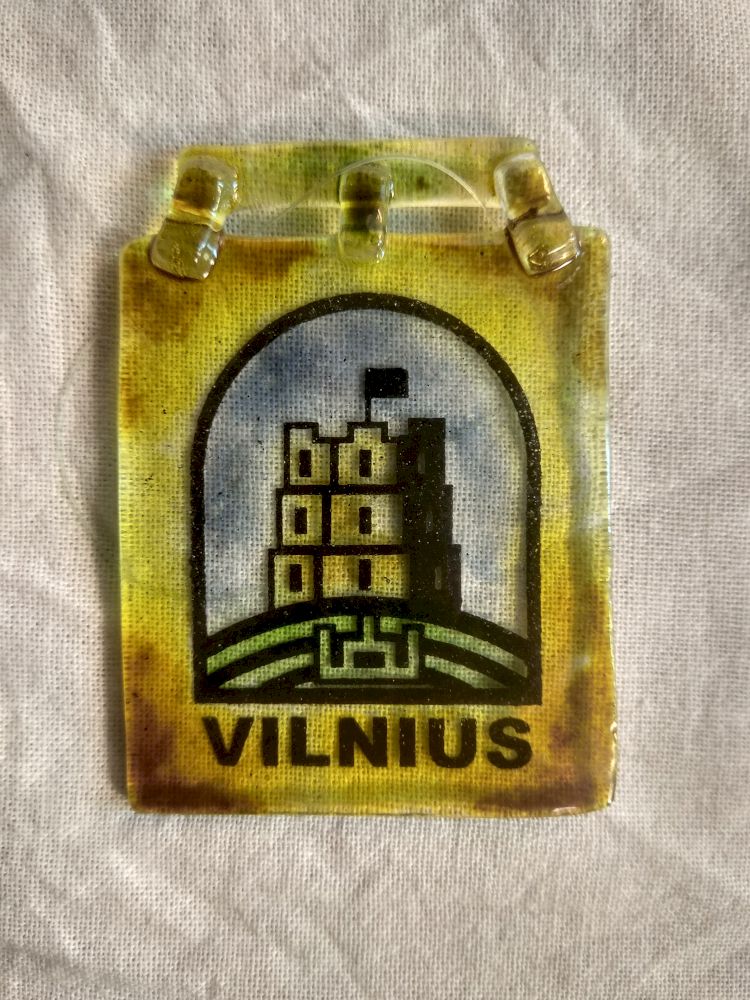 Vilnius Gedimino Tower Vintage , Columns of Gediminas, Lithuania, Vilnius in glass