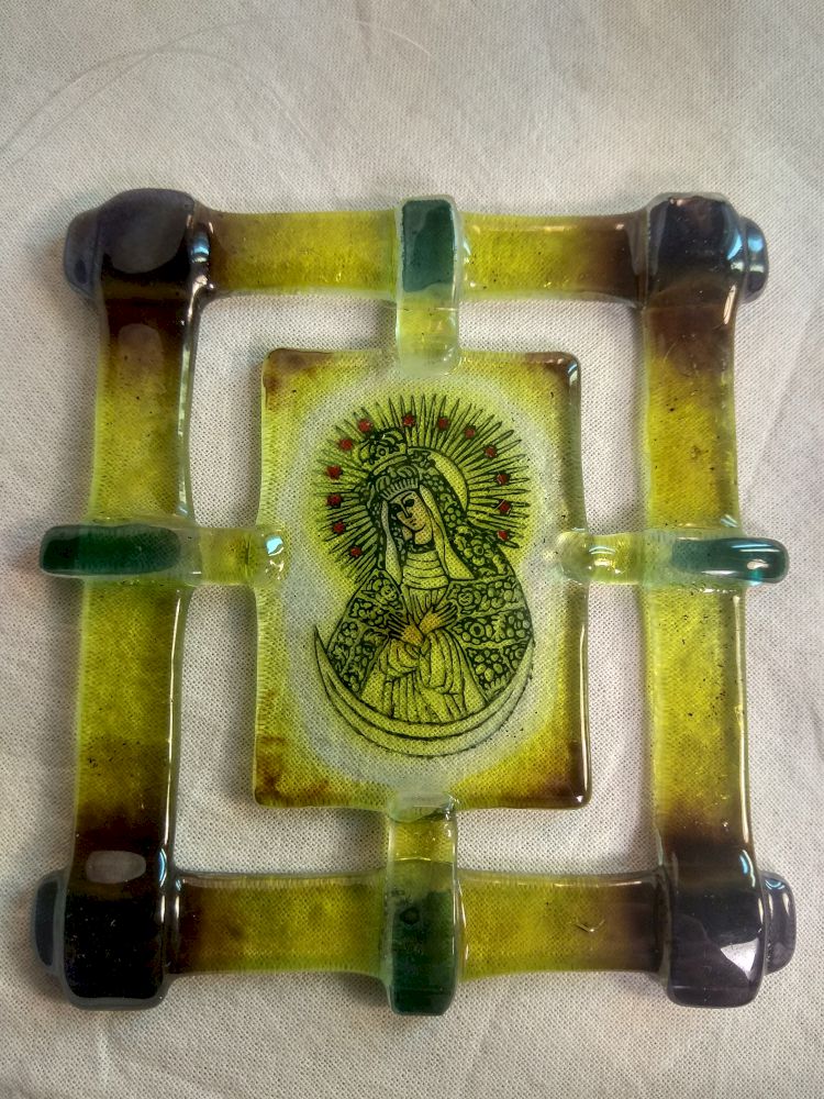 Mary , Lithuania, Vilnius in glass