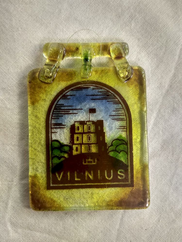 Vilnius Gedimino Tower Vintage 5 cm x 7 cm , Lithuania, Vilnius in Glass