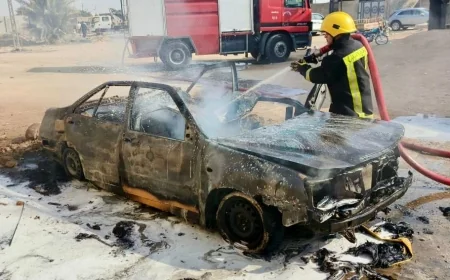 لا خسائر بشرية.. احتراق سيارة "شيري" بالكامل في الزريجي نتيجة تماس كهربائي