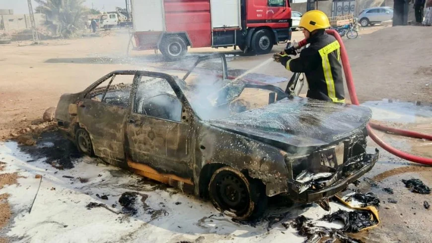 لا خسائر بشرية.. احتراق سيارة "شيري" بالكامل في الزريجي نتيجة تماس كهربائي