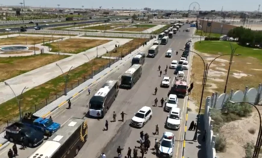انطلاق 150 حافلة من البصرة إلى النجف وكربلاء للمشاركة في تشييع السيد الخامنئي