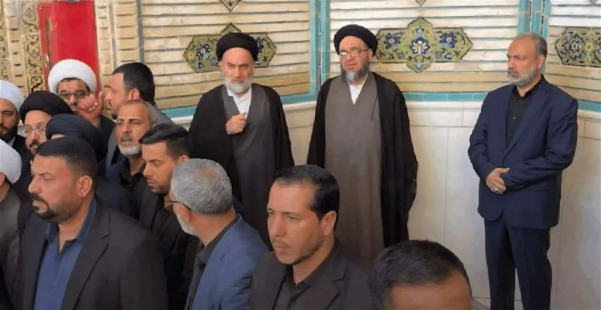 نجلا السيد السيستاني يشاركان في مراسم الصلاة على نعش السيد الخامنئي