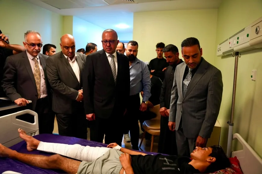 تنفيذاً لتوجيهات العيداني.. الإدارة المحلية في البصرة تتابع ميدانياً الحالة الصحية لمصابي حادث "الهارثة" بمستشفى السياب