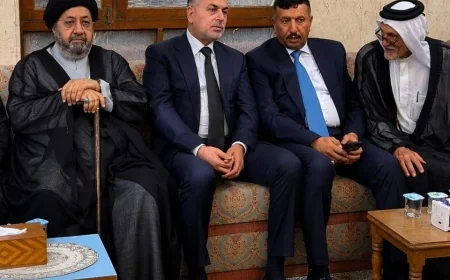 العيداني يواسي ذوي ضحايا موكب بني عامر خلال مجلس عزاء في البصرة